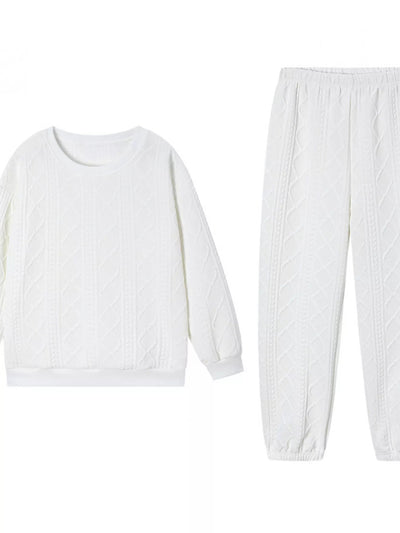 Texture Round Neck Top and Pants Set - Your Second Look