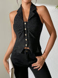 Texture Ruched Halter Top - Your Second Look