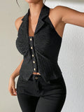 Texture Ruched Halter Top - Your Second Look