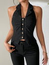 Texture Ruched Halter Top - Your Second Look