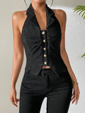 Texture Ruched Halter Top - Your Second Look