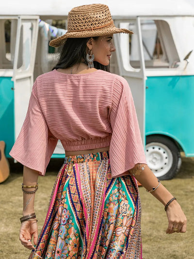 Textured V - Neck Crop Top - Your Second Look