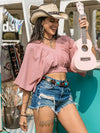 Textured V - Neck Crop Top - Your Second Look