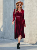 Tie Front Long Sleeve Slit Dress - Your Second Look