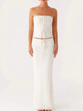 Tie Front Tube Top and Maxi Skirt Set - Your Second Look