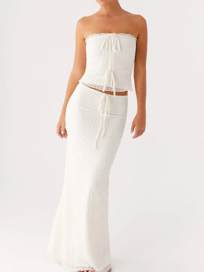 Tie Front Tube Top and Maxi Skirt Set - Your Second Look