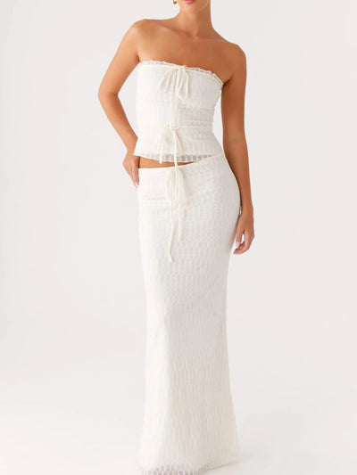 Tie Front Tube Top and Maxi Skirt Set - Your Second Look