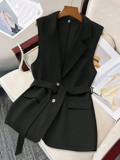 Tie Waist Sleeveless Blazer - Your Second Look