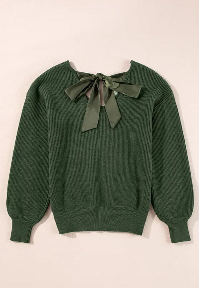 Tied Back V - Neck Sweater - Your Second Look