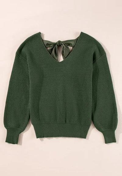 Tied Back V - Neck Sweater - Your Second Look