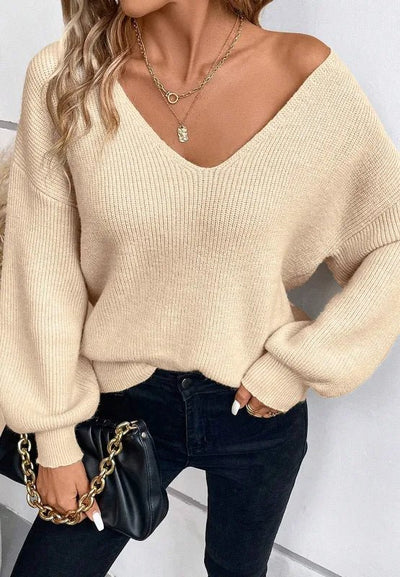 Tied Back V - Neck Sweater - Your Second Look