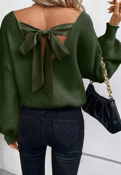 Tied Back V - Neck Sweater - Your Second Look