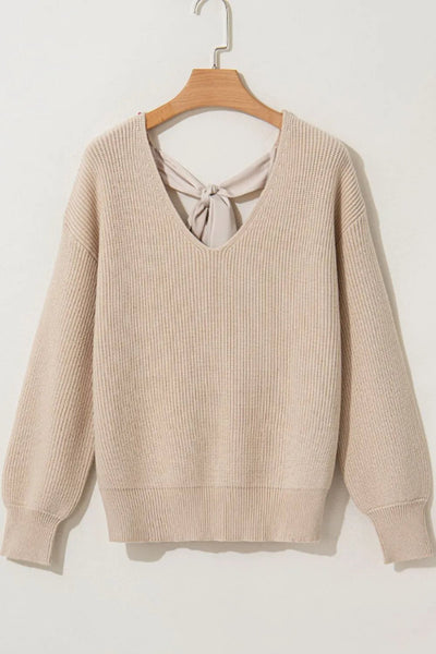 Tied Back V - Neck Sweater - Your Second Look