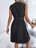 Tied Surplice Sleeveless Pleated Dress - Your Second Look