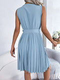 Tied Surplice Sleeveless Pleated Dress - Your Second Look