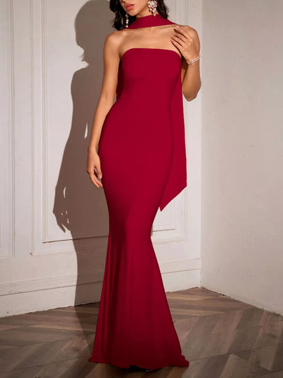 Tube Mermaid Maxi Dress with Scarf Detail - Your Second Look