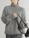 Turtleneck Dropped Shoulder Long Sleeve Sweater - Your Second Look