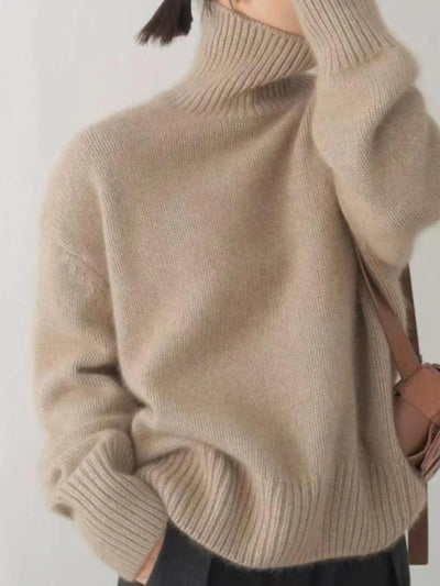 Turtleneck Dropped Shoulder Long Sleeve Sweater - Your Second Look