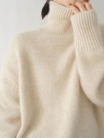 Turtleneck Dropped Shoulder Long Sleeve Sweater - Your Second Look