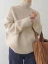 Turtleneck Dropped Shoulder Long Sleeve Sweater - Your Second Look