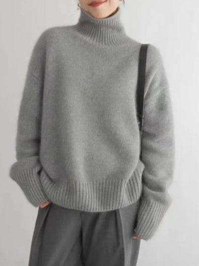 Turtleneck Dropped Shoulder Long Sleeve Sweater - Your Second Look