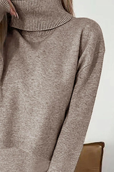 Turtleneck Dropped Shoulder Sweater and Dress Sweater Set - Your Second Look