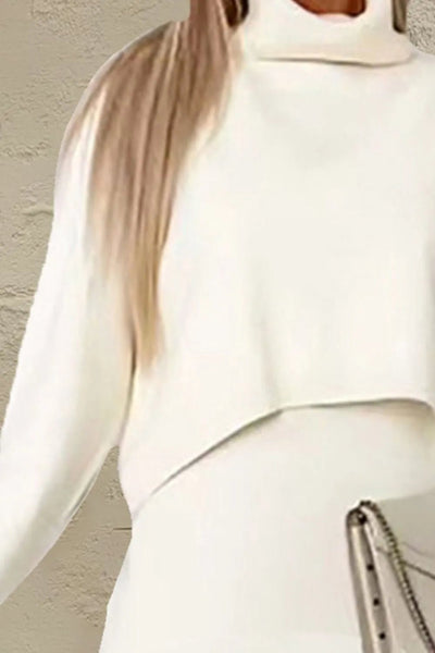 Turtleneck Dropped Shoulder Sweater and Dress Sweater Set - Your Second Look