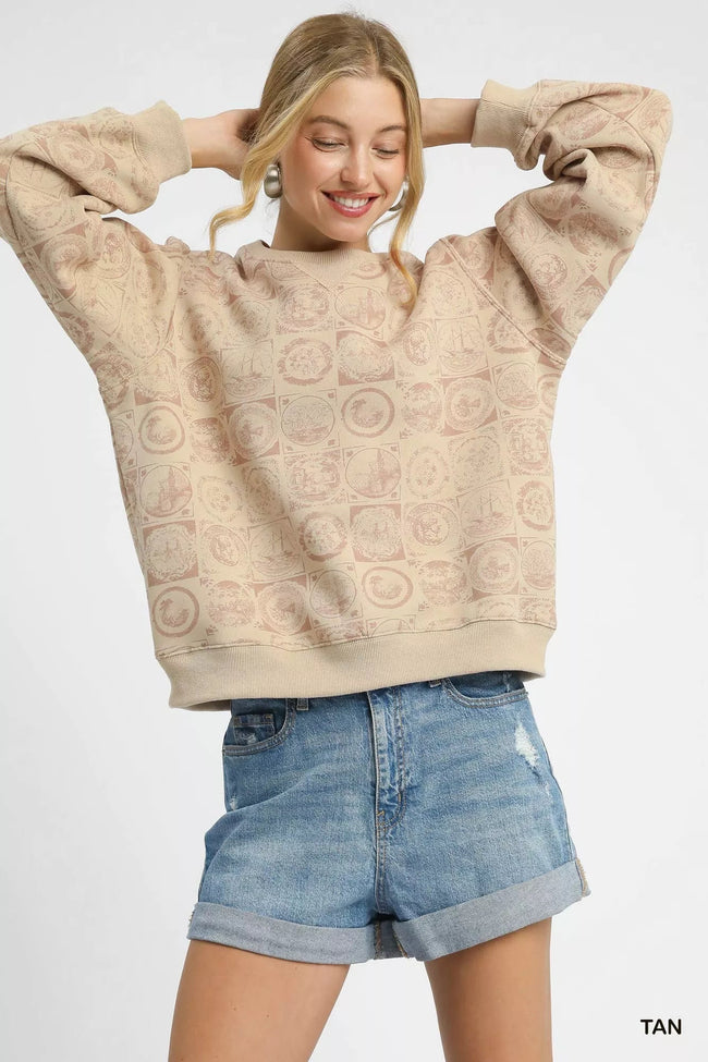 Umgee Coin Stamp Print Sweatshirt - Your Second Look