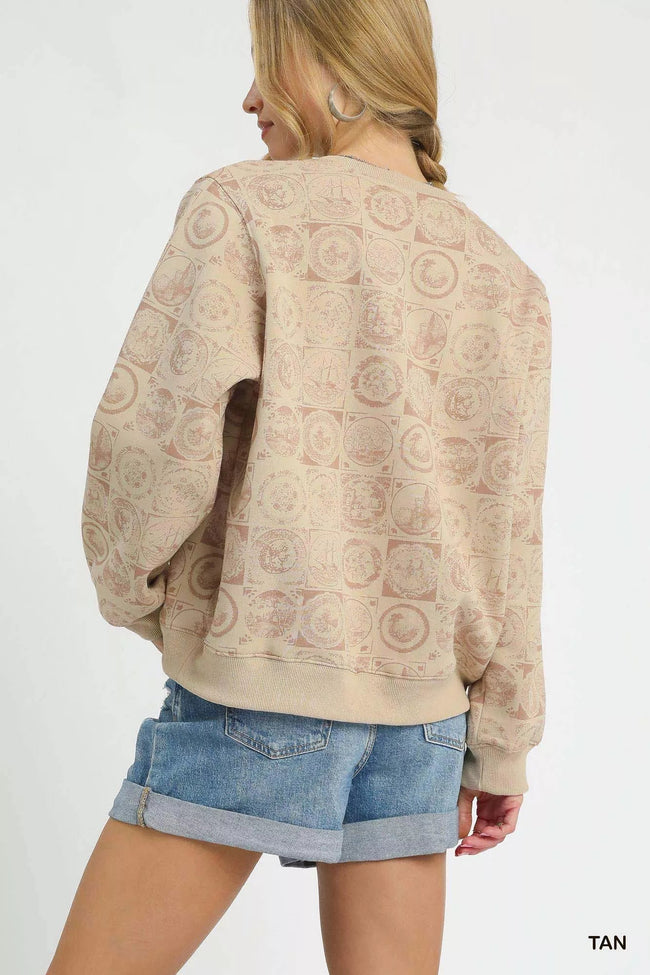 Umgee Coin Stamp Print Sweatshirt - Your Second Look