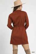 Umgee Drawstring Cable Knit Mini Dress with Pockets - Your Second Look
