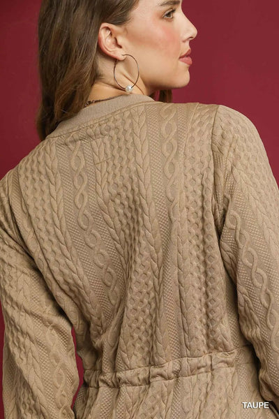 Umgee Drawstring Cable Knit Mini Dress with Pockets - Your Second Look