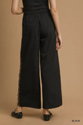 Umgee Front Pleated Wide - Leg Pants with Contrast Trim - Your Second Look