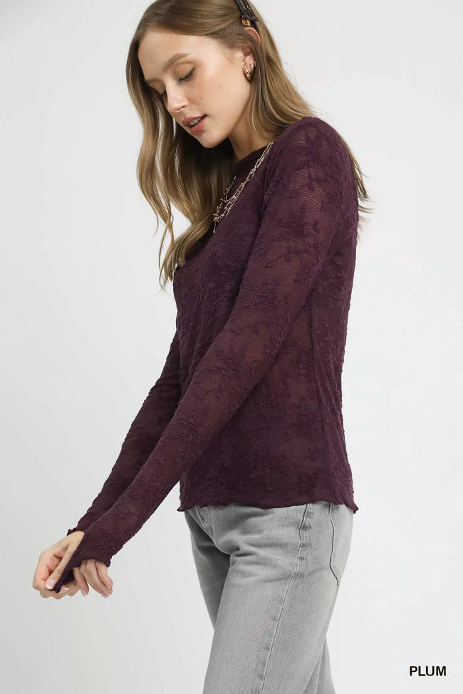 Umgee Lace Sheer Long Sleeve Top - Your Second Look