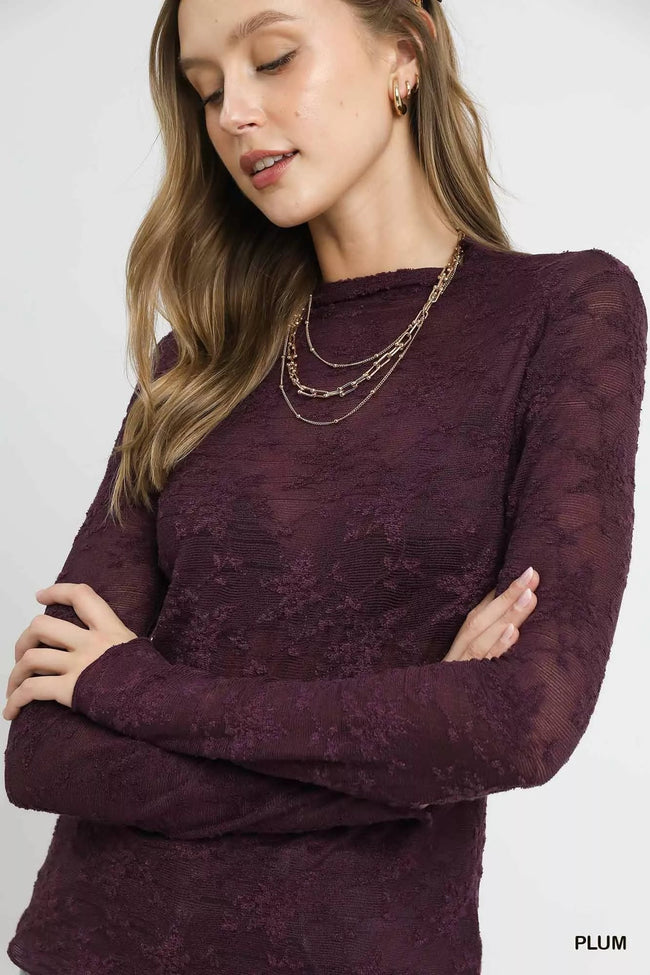 Umgee Lace Sheer Long Sleeve Top - Your Second Look