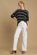 Umgee Wool Blend Striped Round Neck Sweater - Your Second Look