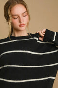 Umgee Wool Blend Striped Round Neck Sweater - Your Second Look
