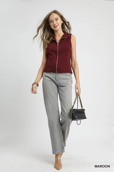 Umgee Zip - Front Fitted Vest with Pockets - Your Second Look