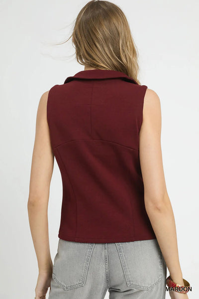 Umgee Zip - Front Fitted Vest with Pockets - Your Second Look