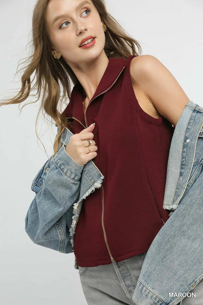 Umgee Zip - Front Fitted Vest with Pockets - Your Second Look