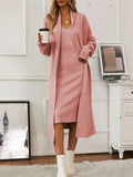 V - Neck Cami Dress and Open Front Cardigan Sweater Set - Your Second Look