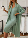 V - Neck Cami Dress and Open Front Cardigan Sweater Set - Your Second Look