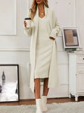 V - Neck Cami Dress and Open Front Cardigan Sweater Set - Your Second Look