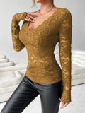 V - Neck Long Sleeve Lace Top - Your Second Look