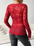 V - Neck Long Sleeve Lace Top - Your Second Look