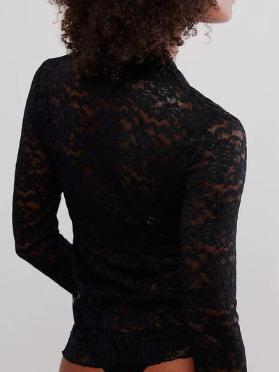 V - Neck Long Sleeve Lace Top - Your Second Look