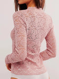V - Neck Long Sleeve Lace Top - Your Second Look
