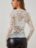 V - Neck Long Sleeve Lace Top - Your Second Look