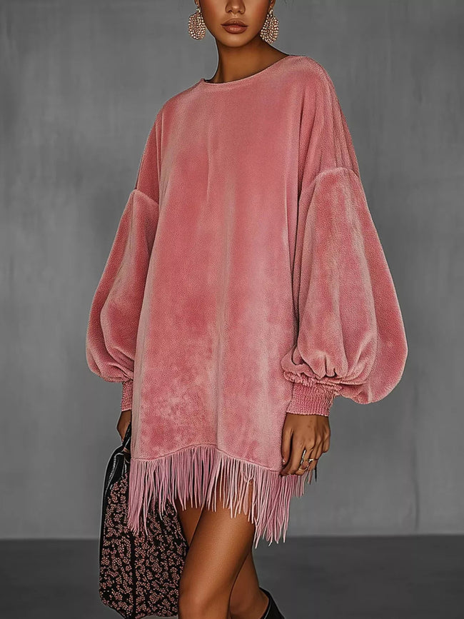 Velvet Fringe Hem Mini Dress - Your Second Look