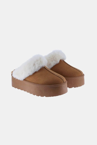 Weeboo Thick Bottom Fur Trim Snow Slippers - Your Second Look