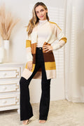 Woven Right Color Block Dropped Shoulder Cardigan - Your Second Look